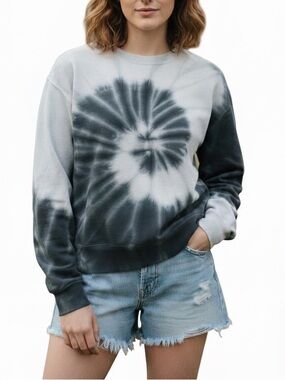 Tie-Dye Crewneck Sweater - Black and White